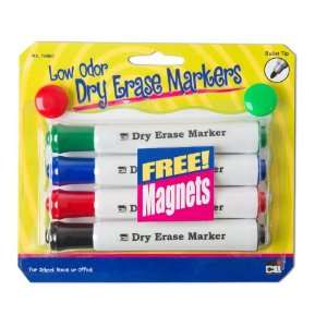  Leonard 4   Barrel Dry Erase Markers, Comes with 2 Free Magnets 