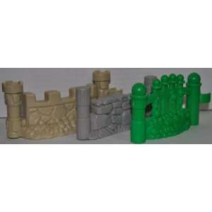 Little People Green Ivy Fence, Gray Stone Fence, & Castle Stone Fence 