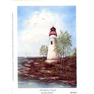 Marblehead Light Finest LAMINATED Print Sherry Masters 6x8  