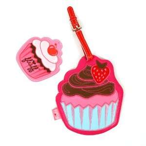    Cupcake luggage tag   strawberry topped by Fluff: Home & Kitchen
