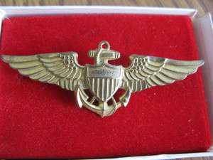 RARE WW2 US NAVY PILOT Aviator Golden Wings Badge  