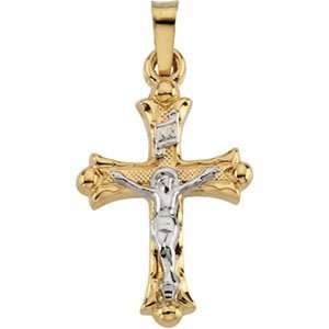  14 Karat Two Tone Gold Crucifix Pendant: Diamond Designs 