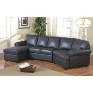   Contemporary 100% Brown Leather Sectional Sofa: Home & Kitchen