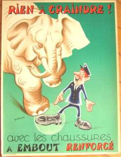 Early SNCF French Railroad Safety Poster w/Elephant 8  