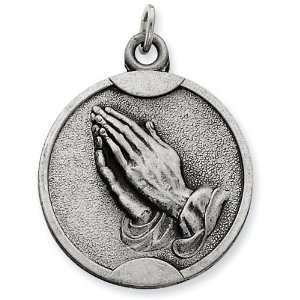  Sterling Silver Antiqued Praying Hands Pendant West Coast 