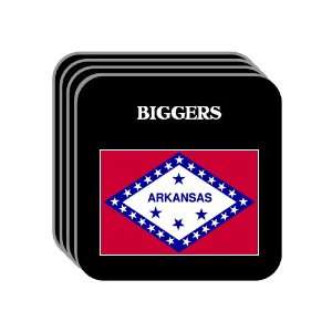 US State Flag   BIGGERS, Arkansas (AR) Set of 4 Mini Mousepad Coasters