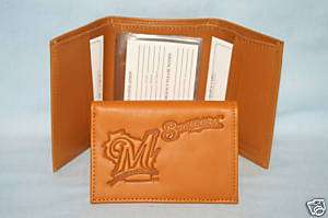 MILWAUKEE BREWERS Leather TriFold Wallet NEW bb  