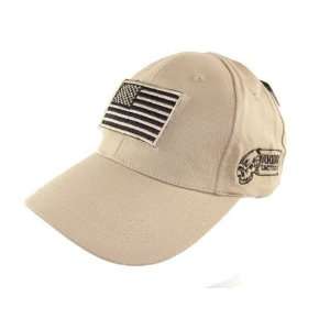   Sand (Tan) W/ USA Flag Velcro Patch Military Hat: Sports & Outdoors