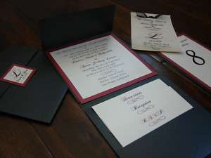 Metallic Pocketfold / Pocket Wedding Invitation sample  