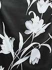 Black w Gray Lily Prints Quliting dressmaking Print Silky Satin Fabric 