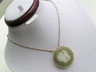 Vintage 14k Gold Wedgwood Cameo Seed Pearl Brooch Pendant 4 Necklace 