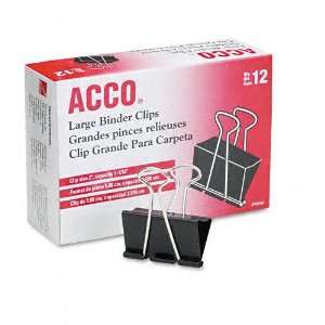  ACCO : Large Binder Clips, Steel Wire, 5/16 Capacity, 2w 