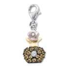   14K Gold Ruby and Diamond Perfume Bottle Charm or Pendant 0.05 cts