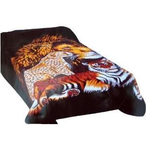    Queen Size Cheetah Tiger Lion Korean Mink Blanket)
