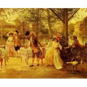   inch Perez Alonso A Cafe By The River Canvas Art Repro: Home & Kitchen