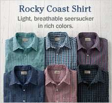 Rocky Coast Shirt. Light, breathable seersucker in rich colors.