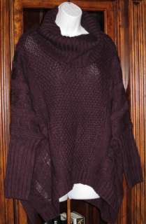  Secret Cable Knit Wool Cowlneck Poncho $69.50 PORT WINE HEATHER  