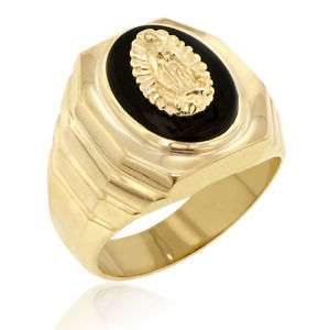 MENS 14K YELLOW GOLD w/ ONYX WIDE RING GUADALUPE DSGN  