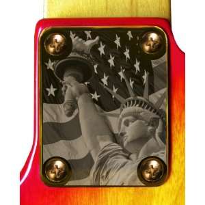  Lady Liberty Gold Engraved Neck Plate Musical Instruments