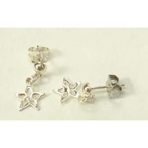  Silver Star Snowflake Stud Earrings 
