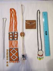 Vintage Native American Indian Beaded Necklaces, Bolo & Coin Purse 