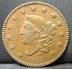 1833 LARGE CENT ★ AU ALMOST UNCIRCULATED ★ 1C CORONET HEAD ROTATED 