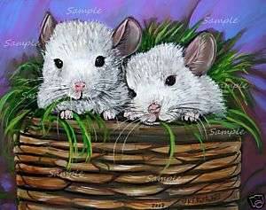   KIT GICLEE o Painting Rodent Mice White Exotic Pet Kasheta ART  