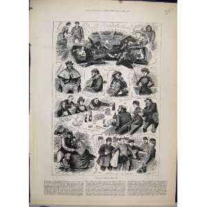  1884 Crossing English Channel Scenes Ship People Print 