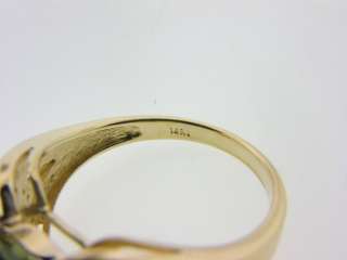 Rare Tsavorite Garnet & Diamond Solid 14K Gold Ring  