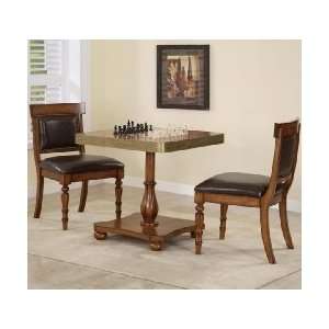   : Woodland Oak Antique Brass Game Table & Chairs Set: Home & Kitchen