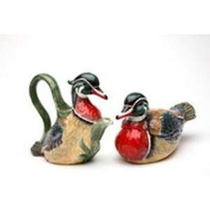  Wood Duck with Red Neck and Chest Sugar & Creamer 