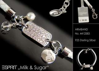 ESPRIT Silber Armband MILK & SUGAR Charms Leder 4412583  