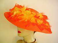 Orange Yellow Wide Brim Derby Hat Kentucky Church Hats  