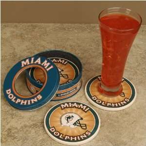  Miami Dolphins 4 Pack Coasters with Tin