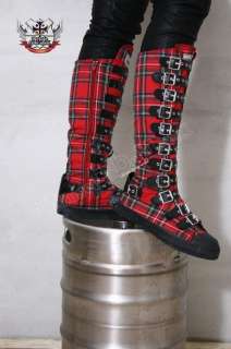 Gothic Punk Steampunk LARP Buckle Strap Gear Knee Boot  