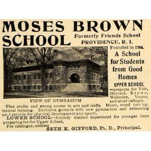  1910 Ad Moses Brown School Gymnasium Institute Building 