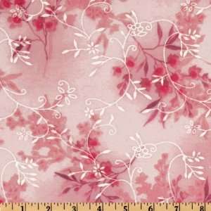  60 Wide Chiffon Knit Floral White/Red/Pink Fabric By The 