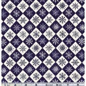  45 Wide Let It Snow Argyle Snowflakes Navy Fabric By The 