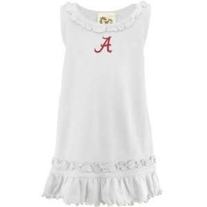 NCAA Alabama Crimson Tide Toddler White Ruffle Tank Dress with 