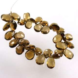 Olive Quartz Faceted Pear Shape Briolette Beads  