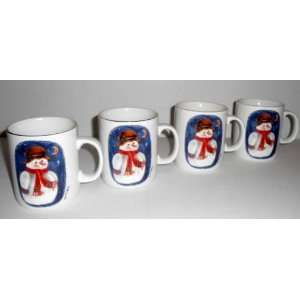  Snowman Holiday Mugs   Set of 4 