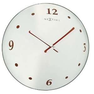 Wall clock 16.9 inch concave mirror red numbers looking glass style 