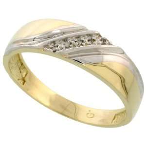 Sterling Silver (Gold Plated) Mens Diamond Band, w/ 0.03 