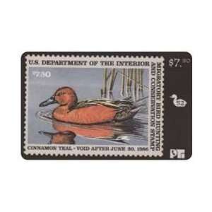   Card Duck Hunting Stamp Card #52 Void After 1986 Cinnamon Teal USED