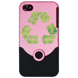  iPhone 4 or 4S Slider Case Pink Recycle Symbol in Leaves 