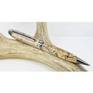  Spalted Maple Euro Pencil Pen With a Black Titanium Finish 