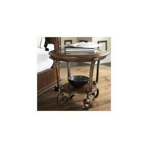  Riverside Fortunado Side Table with Glass Top   Distressed 