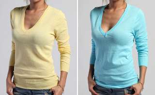   Long Sleeve Slim PULLOVER SWEATER Ribbed Trim Stretch Knit TOP  