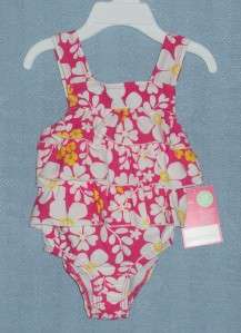 NWT Carters Pink, White & Yellow Floral 1 Pc Swimsuit UPF+40 & UV 
