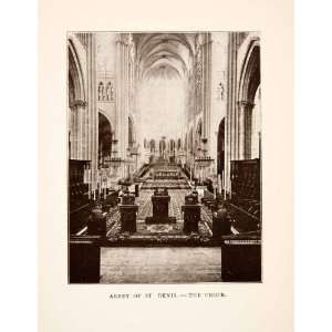  1907 Print Choir Abbey St Denis Paris France Basilica 